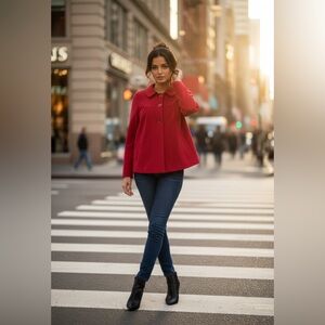 Sandro Red Button-Front Coat XL